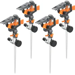 Brandson, Rasensprenger, 4x Kreisregner, Intervall-Sprinkler, 360° Impulsregner, Rasensprenger bis 200 m2, Gardena kompatibel (Impuls-, Kreis- und Sektorenregner)