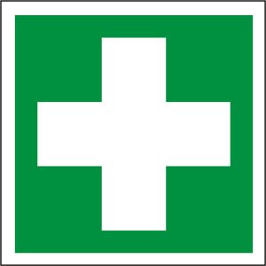 Abtec Hinweisschild ISO 7010 E003, Kunststoff, 20 x 20 cm, Rettungszeichen, Erste Hilfe