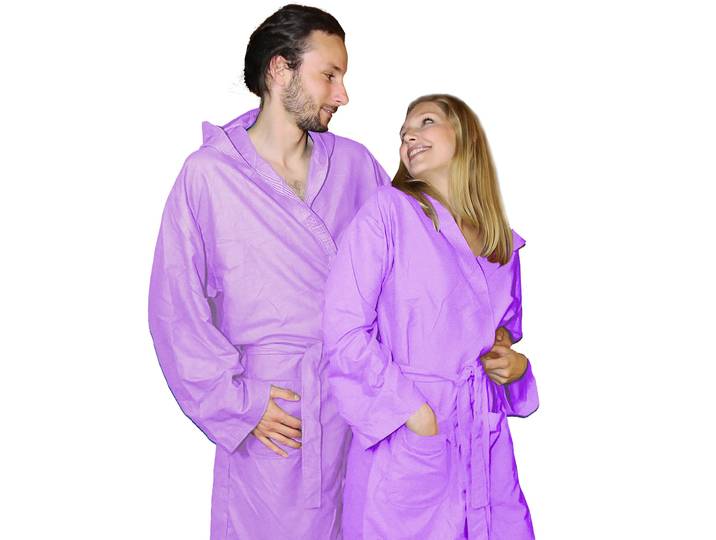 Mikrofaser-Bademantel, 80% Polyester, 20% Polyamid, hell-lila, S