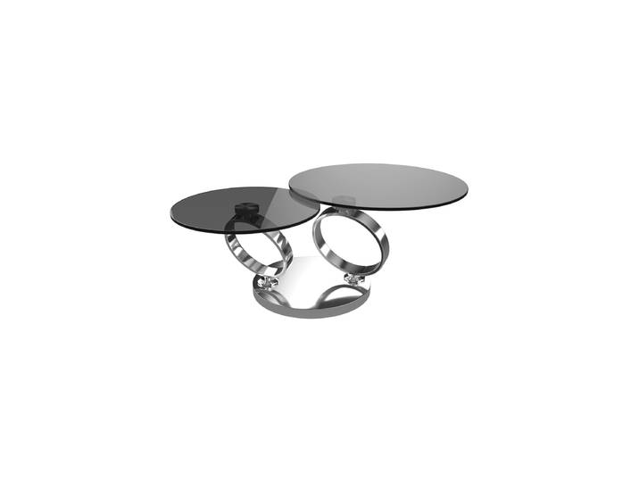 Ausziehbarer, flexibler Design Couchtisch „Eolia Silver“ Glas Dunkelgrau getönt Akante Design