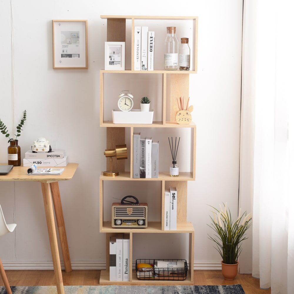 Mobili Rebecca Biblioteca con 5 estantes de mdf color roble claro