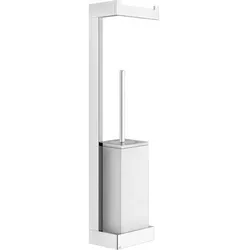 Gessi Rettangolo Accessoires Kombination mit Papierrollenhalter und Toilettenbürstengarnitur weiß, Wandmontage, 20867031, Farbe: Chrom