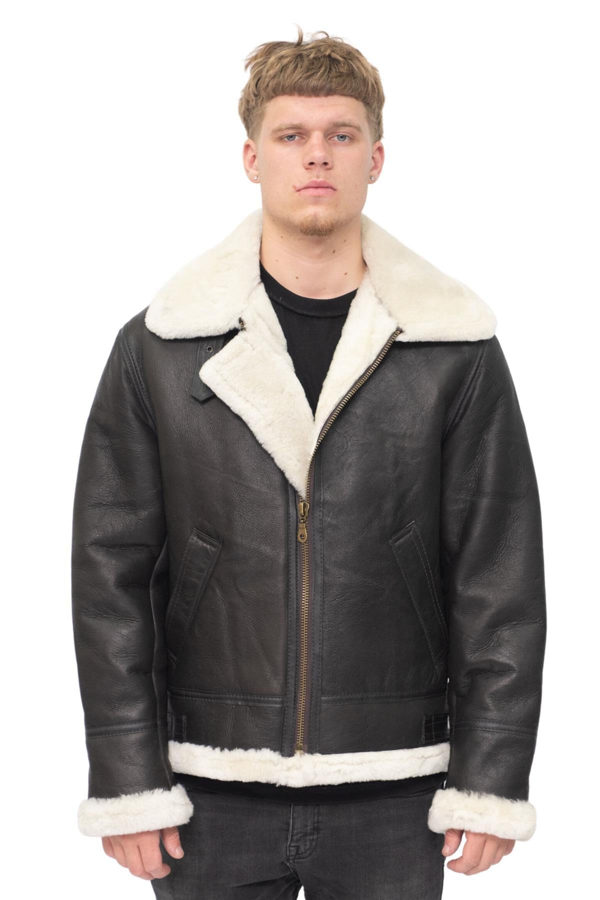 Herren B3 Aviator Fliegerjacke aus echtem Schafsleder-Oxford