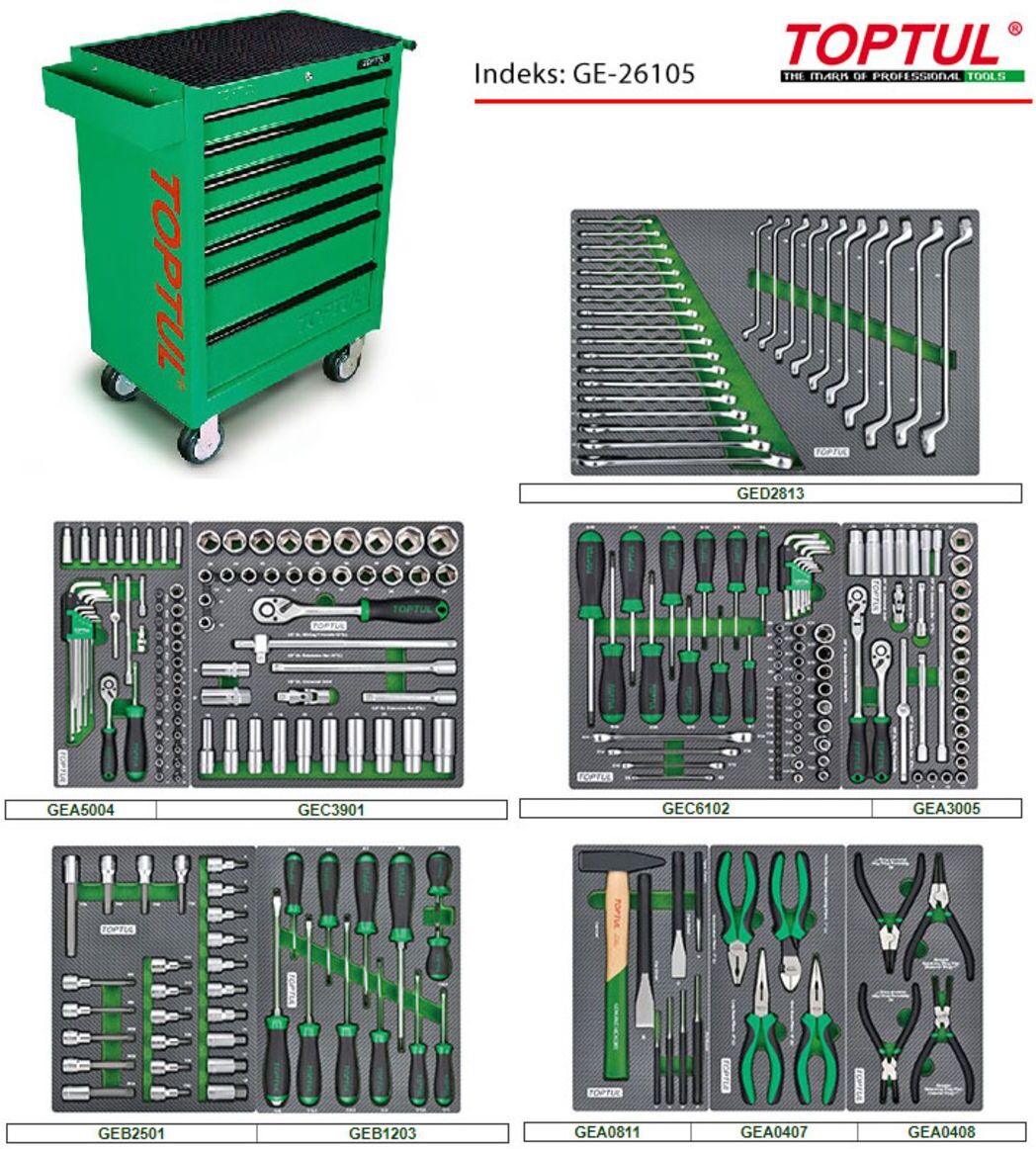 Toptul Carrello portautensili con attrezzatura GE-26105