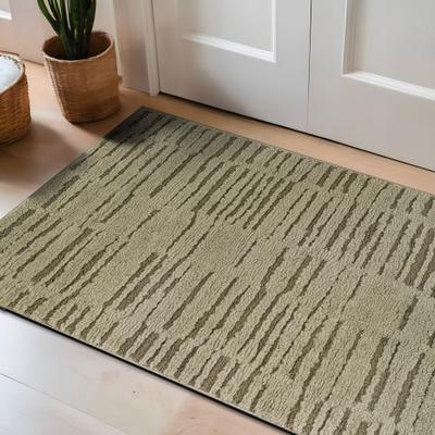 World Rug Gallery Horizontal Dash Texture Power Loomed Soft Shag High-Low Indoor Area Rug