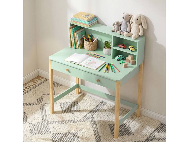 AIYAPLAY Bureau Enfant 90x52x105cm Vert avec Tiroirs et Compartiments