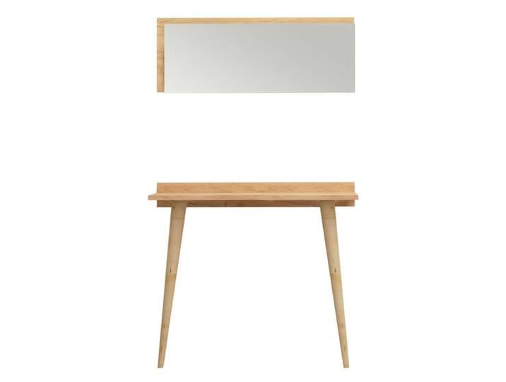 Bureau console + miroir 80 cm décor chêne