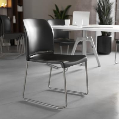 "5 Pack 880 lb. Capacity Full Back Contoured Sled Base Stack Chair - 23.75""D x 19.5""W x 32""H"