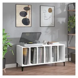 vidaXL Inmelin (CD Player, Platten, Plattenspieler), CD- & Schallplatten Aufbewahrung, Grau