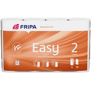 Fripa Küchenrolle Easy, Jumborolle, 2-lagig, 70 Blatt je Rolle, Zellstoff, saugstark & reißfest, 4 Rollen