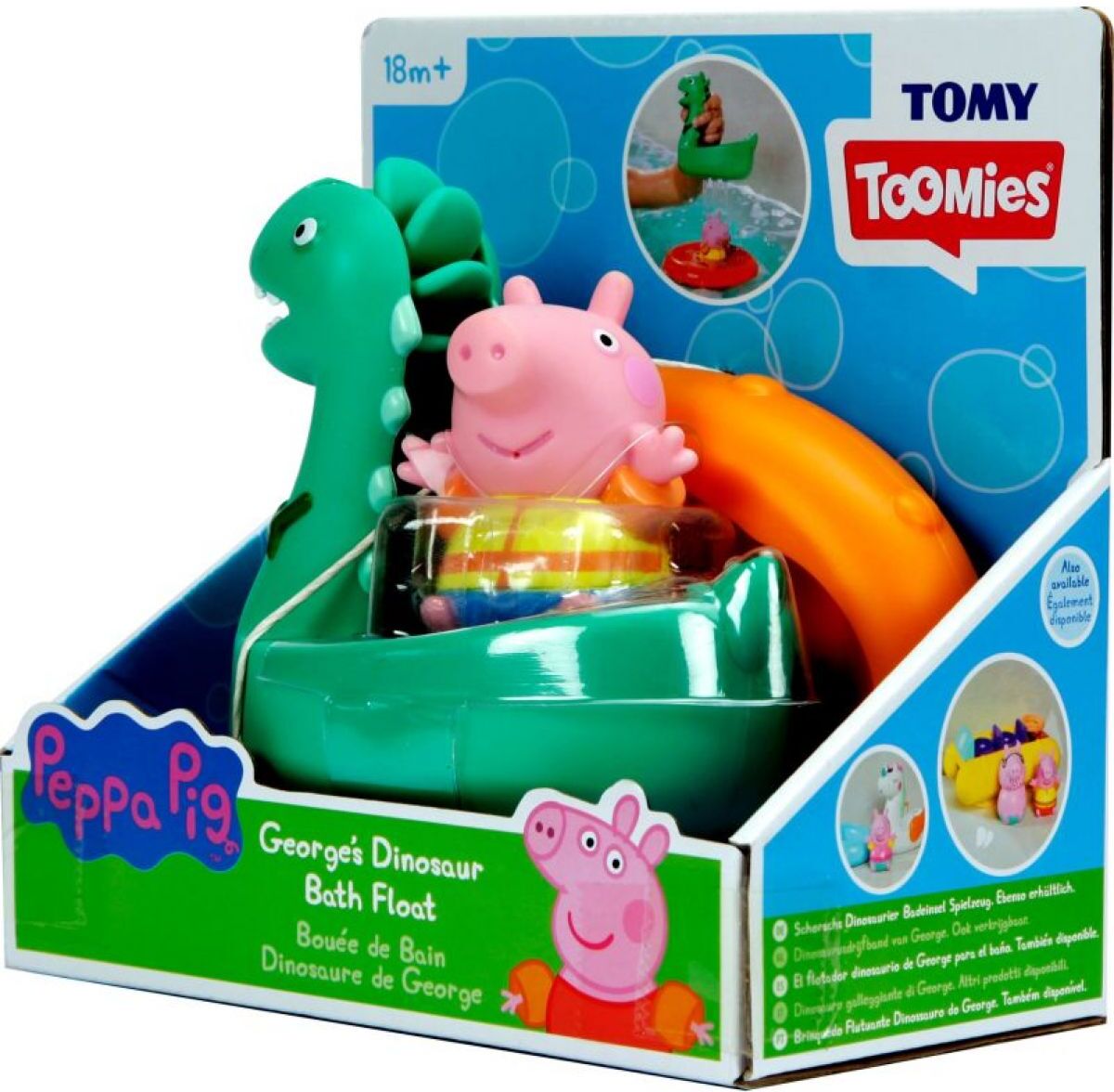 TOMY Toomies Peppa Pig George ; Dino Bath Float for Babies - 18 Months and Over - Peppa Pig Character Bath Toy - 16 x 16 x 9 cm