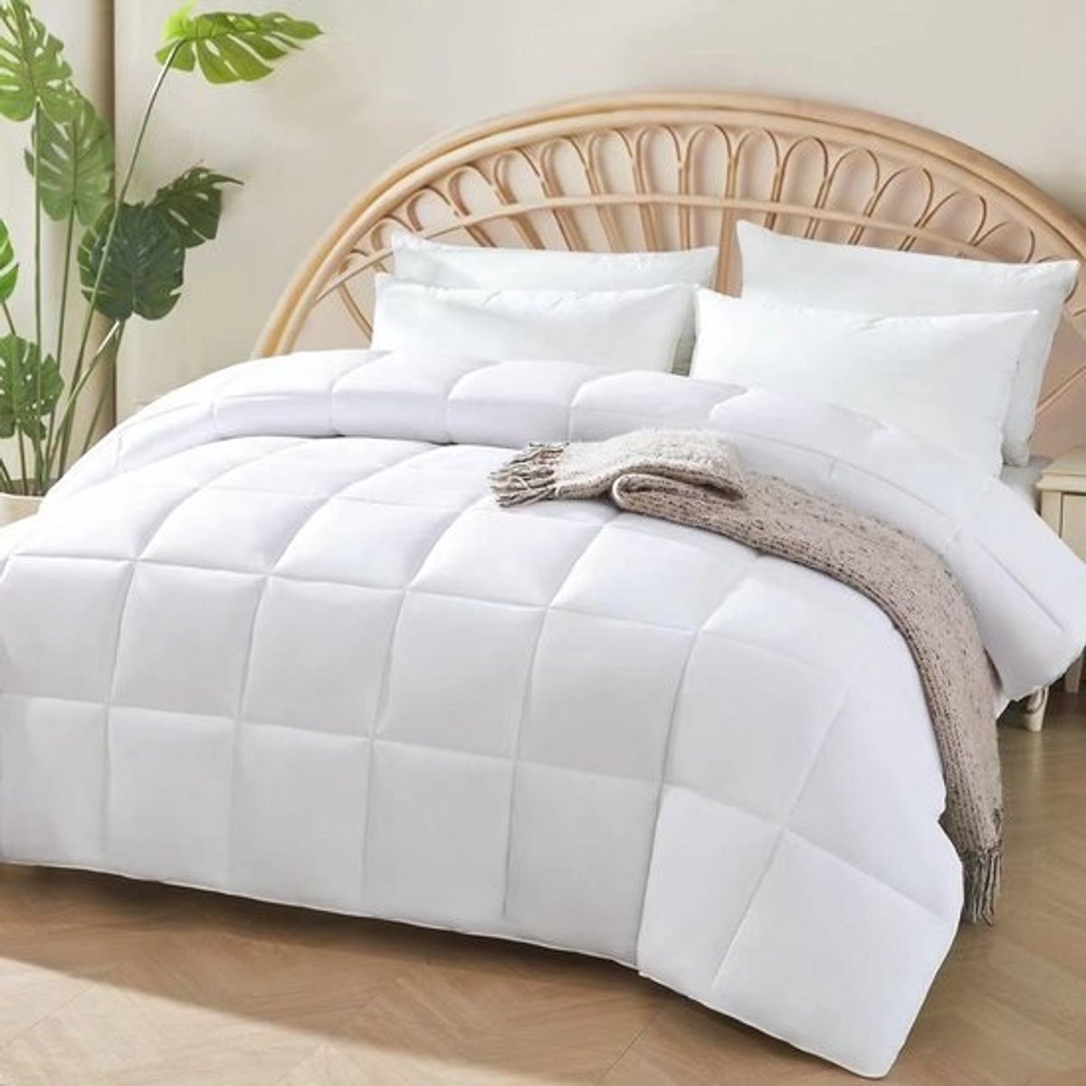 Wit bamboe dekbed voor volwassenen - Queen size - Microvezel