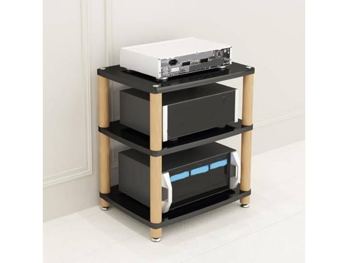 Audio Rack, 2-4 Ebenen Stereo-Schrank mit Separaten Stauraumfächern Offenes regaldesign, geteilte stauraumbereiche, audiokomponenten ordnung, stabile stütze, für audiobereiche