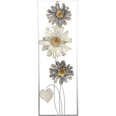 Wanddekoobjekt "Wanddekoration", silber, B:31cm H:90cm T:5cm, Metall, HOFMANN LIVING AND MORE, Wanddekoobjekte, Blumen aus Metall, silber