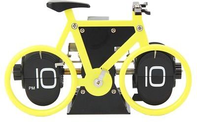 Snug & Styled Retro Flip Clock Bicycle Shape Decorative Quartz Home Table Clock For Living Room And Office Decor yellow