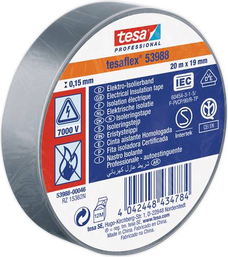 Tesa 53988-00046-00 Isolierband tesa Professional Grau (L x B) 20m x 19mm