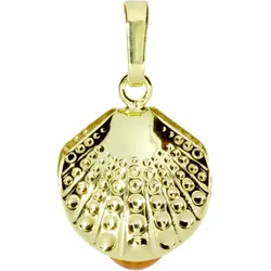 Kettenanhänger OSTSEE-SCHMUCK "Ostsee-Schmuck Anhänger Muschel Anhänger Muschel", gelb, Schmuckanhänger, Damen, 21 x 12mm, Gelbgold 333, 0,7 g, Kettenanhänger