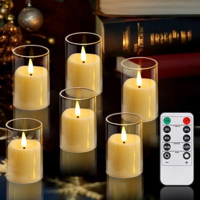 Uplifted Finds 6, 12, Or 24 Pcs Acrylic Glass Flameless LED Candles Battery Flickering Lights For Wedding Christmas Decor 12 Pcs clear