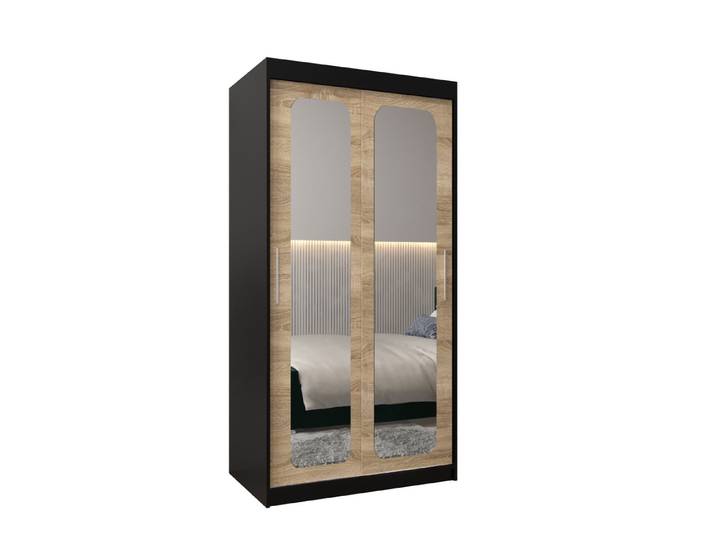 ABIKS MÖBEL Schwebetürenschrank Promo T3 Schlafzimmerschrank - mit Spiegel, Kleiderstange, Regalen