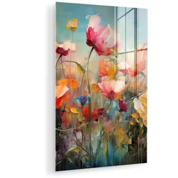 ACRYLGLASBILD Blumen - Aquarell - Kunst - Botanisch - Natur 80x120 cm