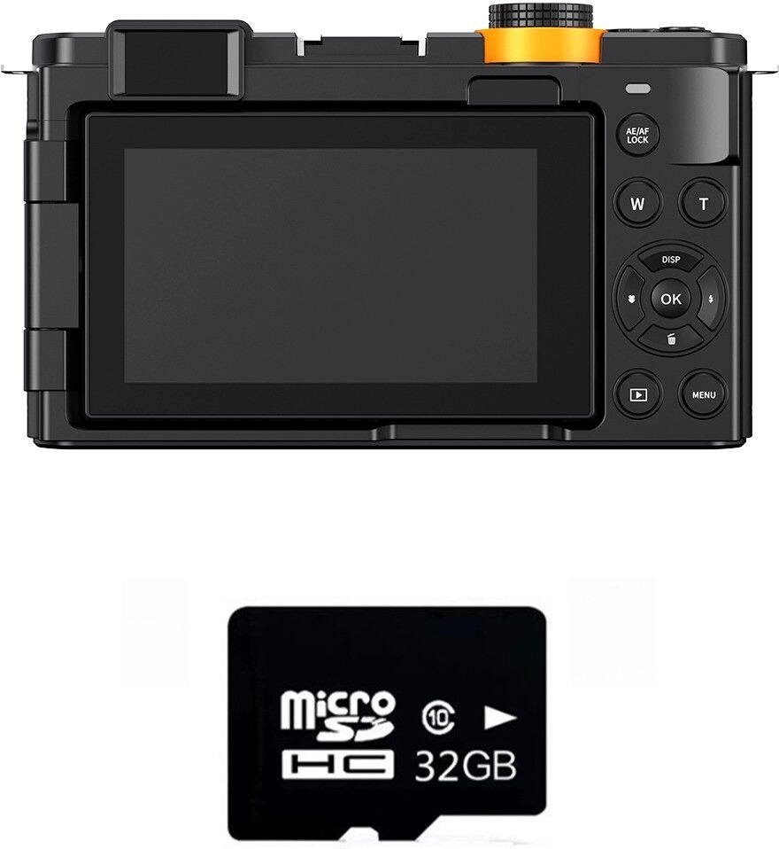 INF Spiegellose Kamera mit 12X optischem Zoom, 4K und 72,000,000 Fotopixeln – 180°+270° klappbarer Touchscreen, inkl. 32G