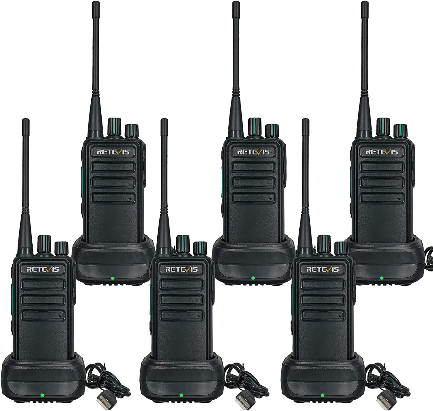 Retevis RB629 Set van 6 PMR446 Tweekanalige Portofoons, Zwart