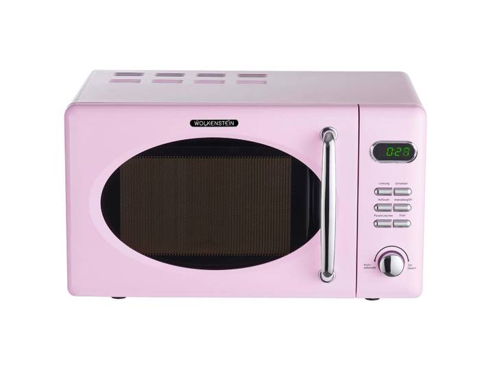 Wolkenstein Mikrowelle, Pink, Metall, 46x26x37 cm, Digitaldisplay, Garraumbeleuchtung, Auftaufunktion nach Gewicht oder Zeit, Auftaufunktion, Küchen, Küchenelektrogeräte, Mikrowellen