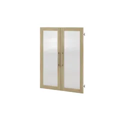 2 Glastüren mit Holzrahmen   ¦ holzfarben ¦ Maße (cm): B: 83,7 H: 105,4 T: 1.6