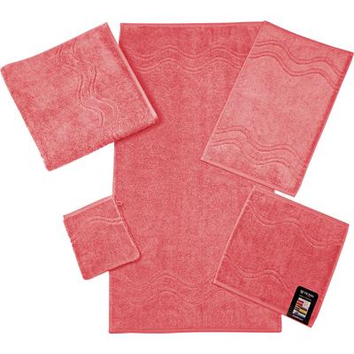 Waschhandschuh ROSS "Cashmere feeling", rosa (flamingo), B:16cm L:22cm, Frottier, Baumwolle, Handtücher, mit Wellen-Bordüre