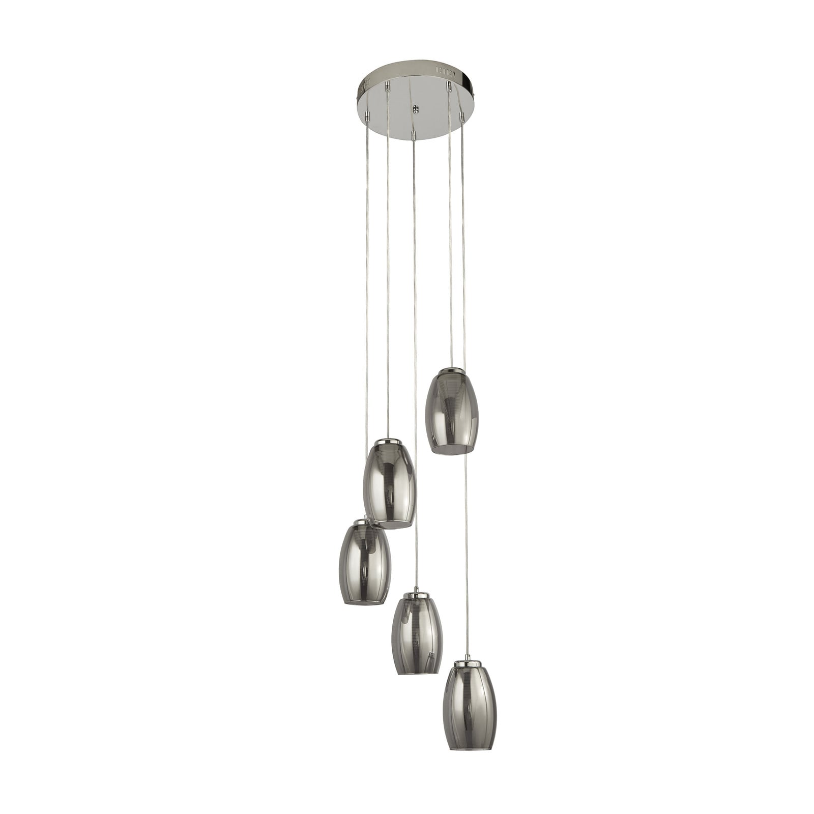 Searchlight Cyclone 5-lichts vide hanglamp chroom met smoke glas