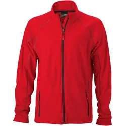 James & Nicholson Herren Struktur Fleece Jacke Fleece-Jacke JN597 red/carbon S