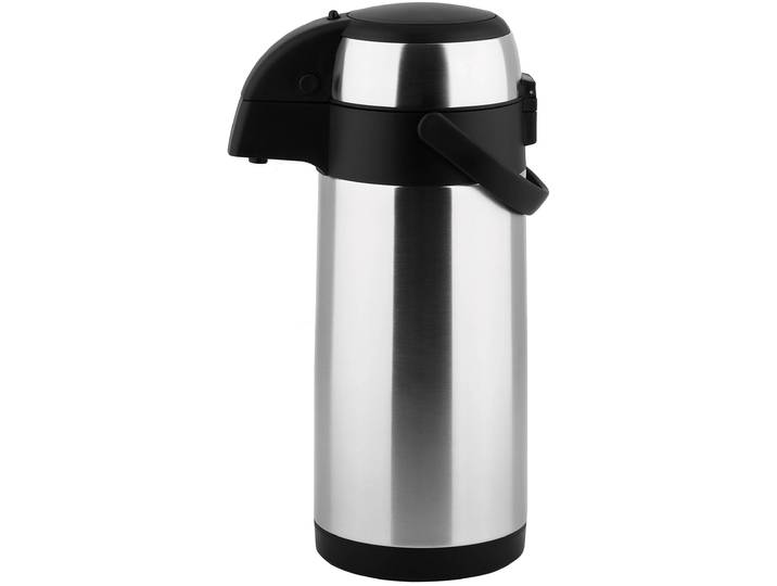 Pump-Isolierkanne CS KOCH-SYSTEME PASSAU, doppelwandiger Edelstahl , silber (silberfarben), B:15,1cm H:37cm Ø:15,1cm, Edelstahl, Kunststoff, Kannen, Pump-Isolierkanne, mit tropffreiem Ausguss für sauberes und präzises Einschenken
