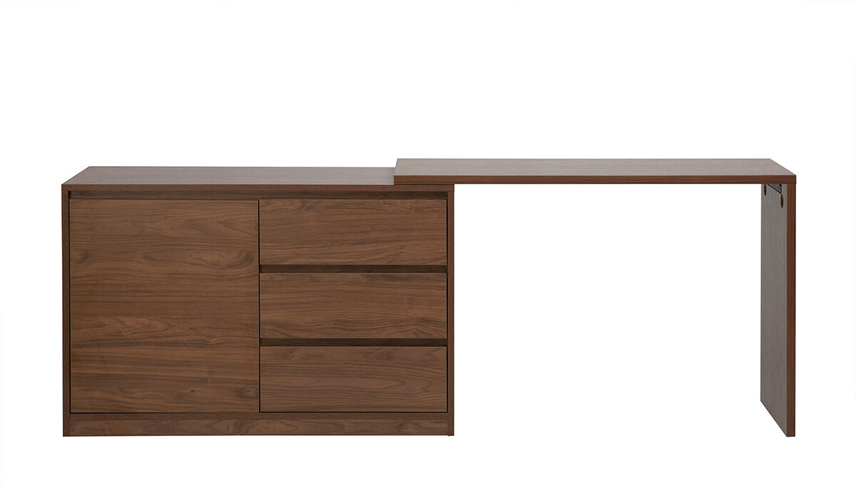 Miliboo Bureau modulable finition bois foncé noyer L110-200.5 cm CONRAD