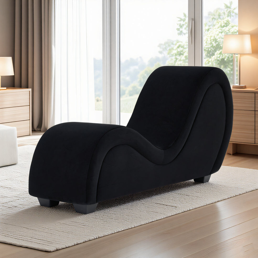 Louis Donne Multi-Functional Adult Recliner Relaxation Chair Velvet Chaise Lounge Black 72cm H X 47cm W X 163cm L