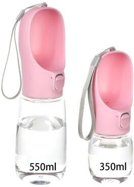 Inspire Select Portable Leakproof Dog Water Bottle With Food Grade Drinking Bowl Travel Pet Water Dispenser For Small, Medium & Large pink 18.6 Oz