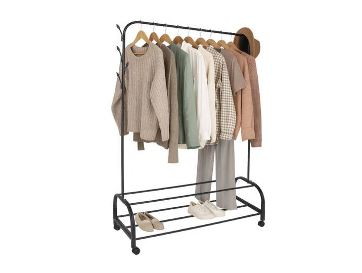 Relaxdays Porte-vêtements à roulettes 2 étagères