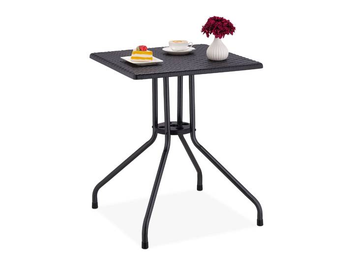 Gartentisch in schwarzer Rattan-Optik Schwarz