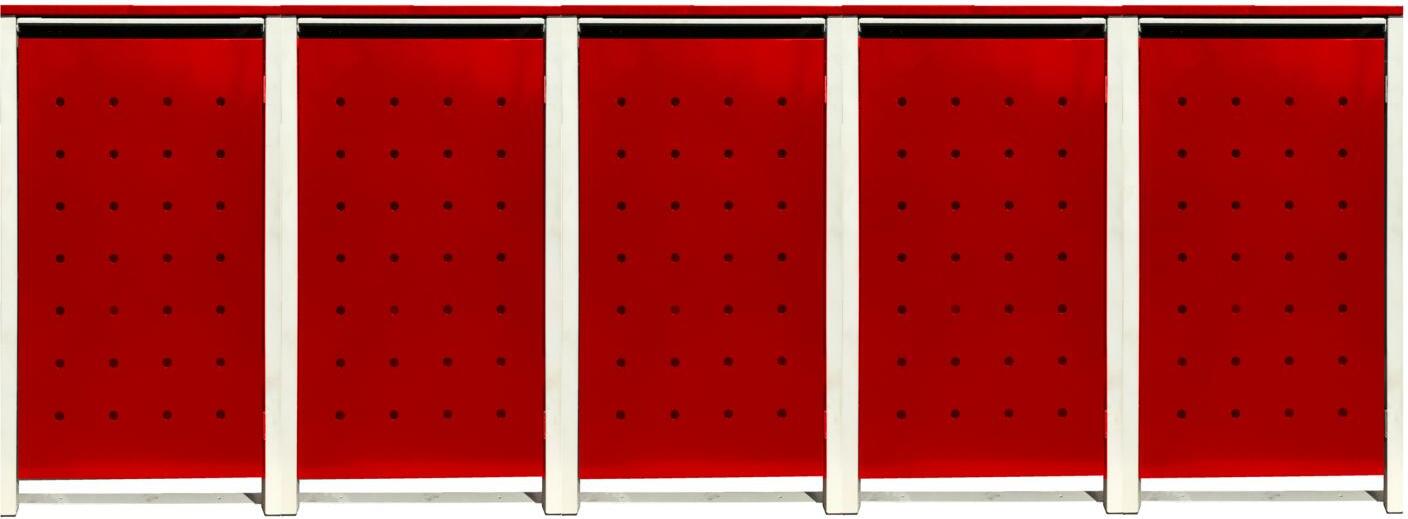 5 Tailor Mülltonnenboxen Basic für 120 Liter Tonnen / ohne Stanzung / Rot / Grau