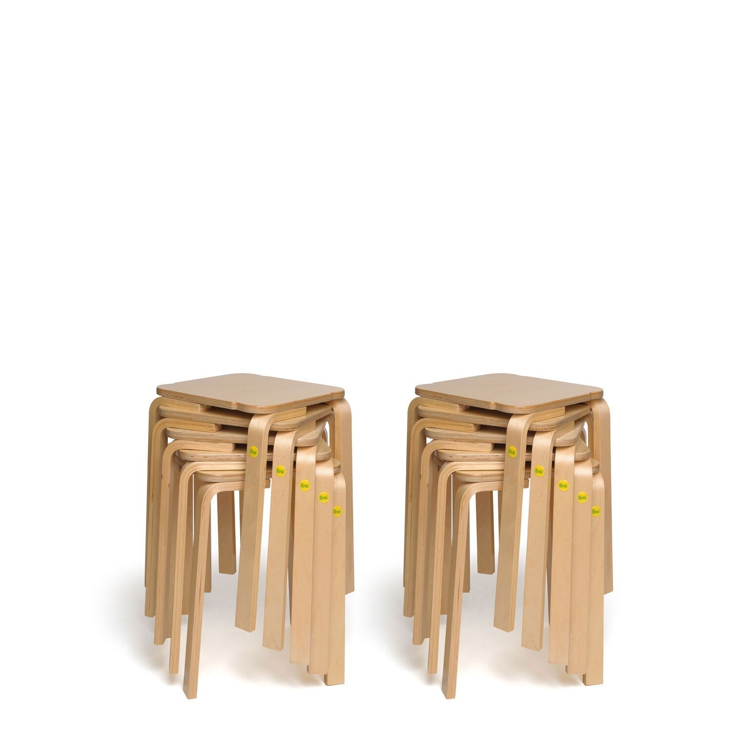 Set van 10 Erzi hockers voor kinderen van massief hout