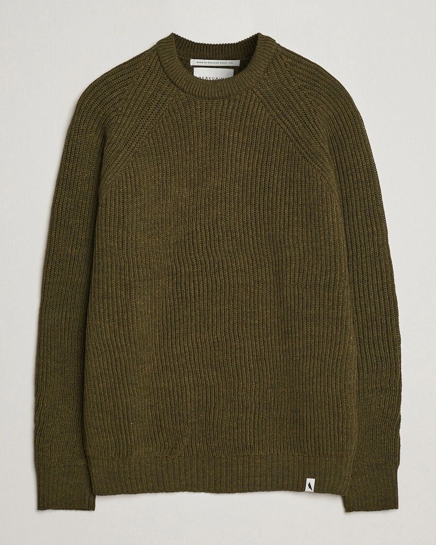 Peregrine Ford Knitted Wool Jumper Olive