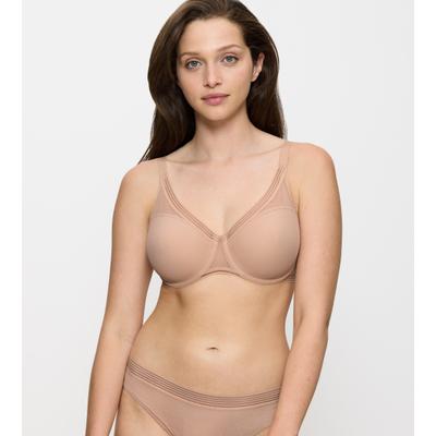 Minimizer-BH TRIUMPH "Infinite Sensation W01", Damen, Gr. 90, Cup G, beige (macchiato), Mesh, Microtouch, Obermaterial: 78% Polyamid, 22% Elasthan, BHs Minimizer-BH, Verkleinert optisch um eine Körbchengröße, formende Cups ohne Einlagen