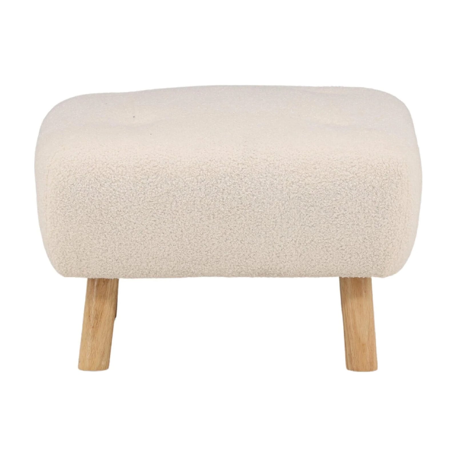 QUVIO Fano Poef - Wit Boucle - H: 28 cm