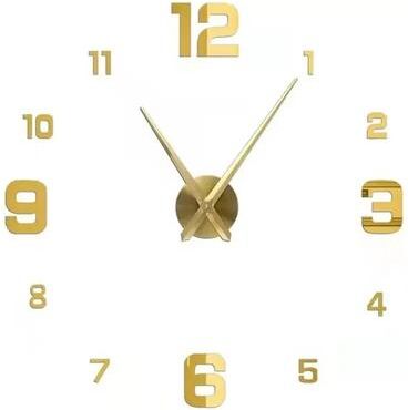 Uplifted Goods Contemporary 3D Oversized DIY Mirror Wall Clock 063 Gold 1.97 2.95 Ft 3d