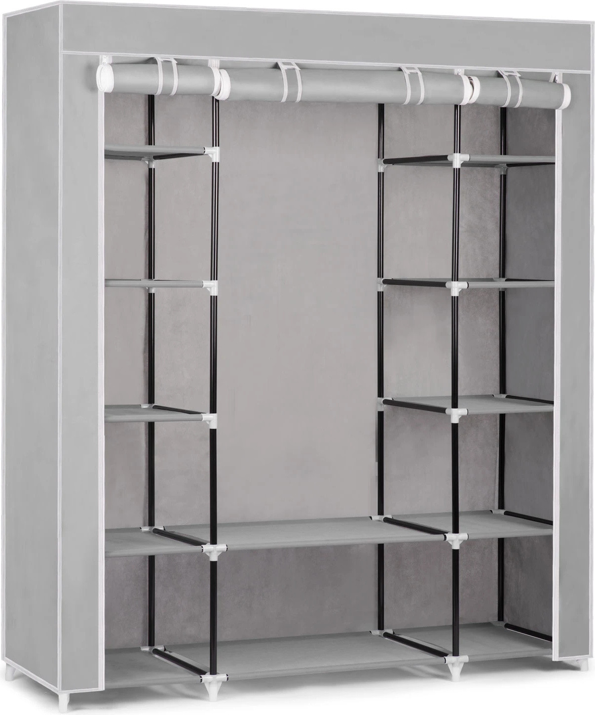 Massido 680001 Grote textielkast, lichtgrijs, B: 135 cm, D: 45 cm, H: 170 cm
