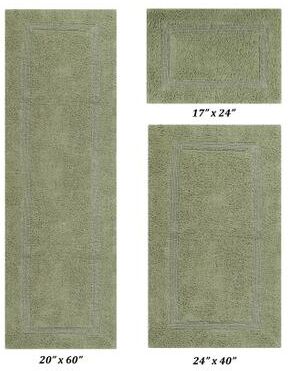 "Lux Collectionis Bath Mat Rug 3 Piece Set (20"" x 20""   21"" x 34""   20"" x 60"") by Better Trends in Sage"
