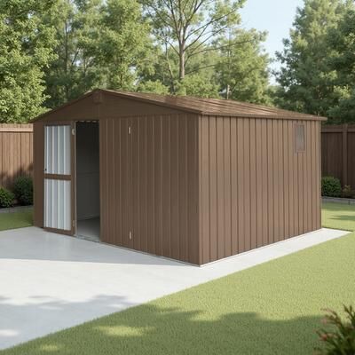 ZWYO HOSIMU Outdoor Storage Shed with Lockable Door, Galvanized Steel Frame and Windows