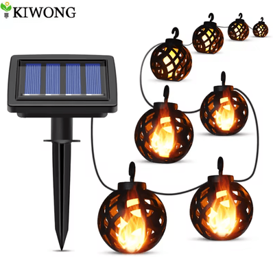 Inspire Curations Solar Flickering Flame String Lights Outdoor 8 Ball Hanging Lanterns Solar Flickering Flame String Lights Outdoor 8 Ball Hanging Lanterns