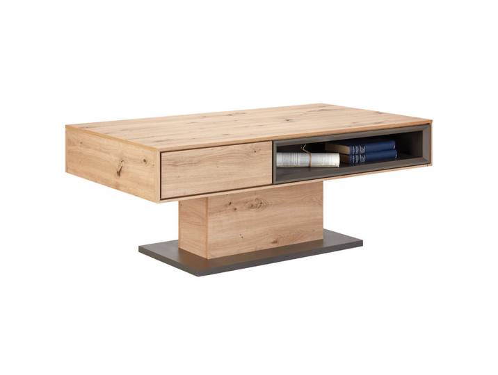 Hom`in Couchtisch, Eiche Artisan, 2 Schublade(n) Schubladen, rechteckig, Säule, Bodenplatte, 65x44x115 cm, Stauraum, Wohnzimmer, Wohnzimmertische, Couchtische, Couchtische mit Stauraum