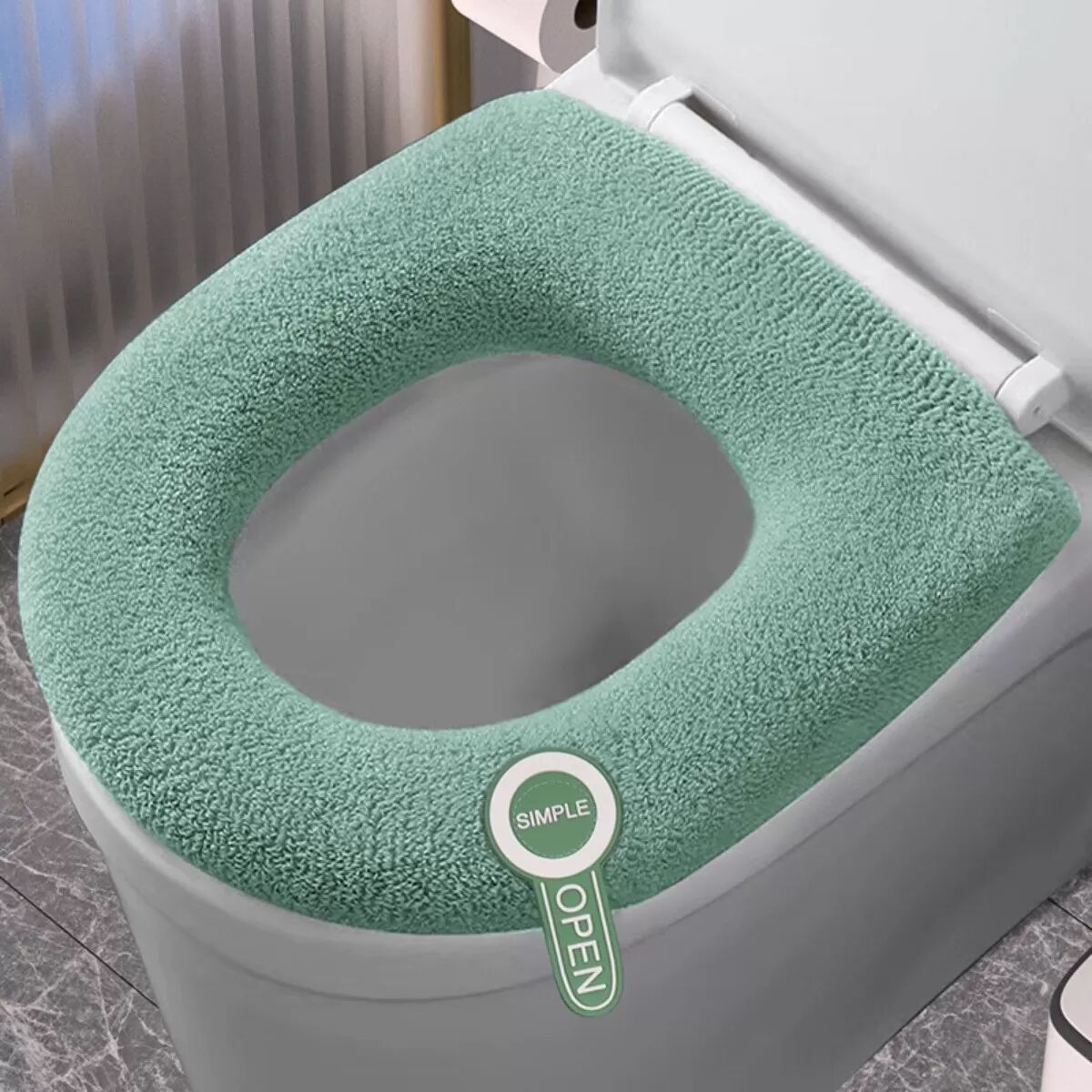 INF Toilettensitzpolster 2er-Set mit Silikongriff - Waschbarer Spandex, fusselfrei, warmer Toilettensitzbezug für Zuhause im Grün