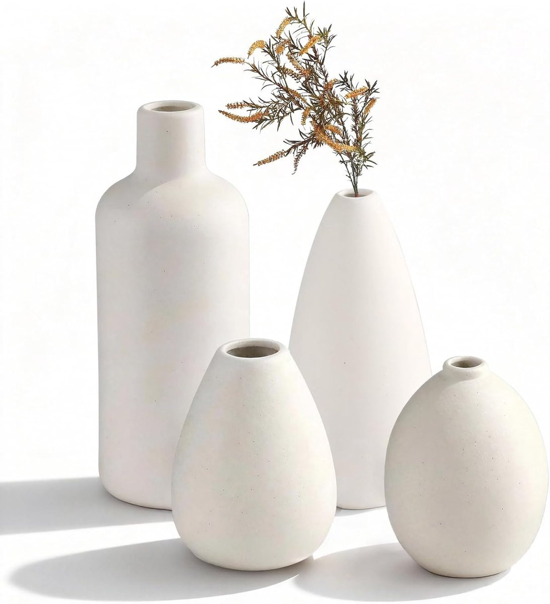 Set van 4 witte keramische vazen voor DIY decoratie - SnelShoppen